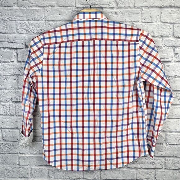 Bugatchi Men Colorful Button Long Sleeve Casual Shaped Fit Flip Cuff Shirt Sz XL - Picture 3 of 9